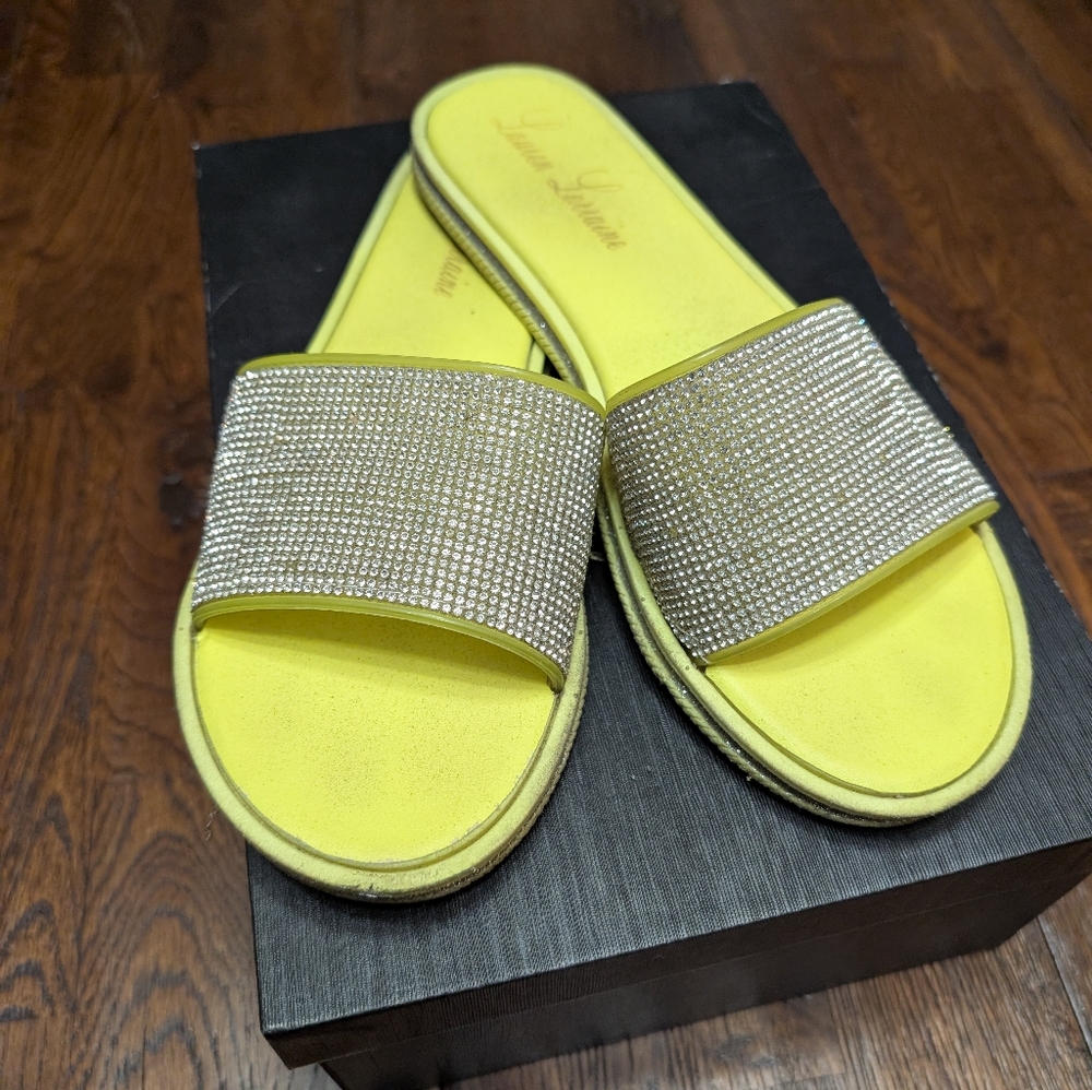 Neon yellow sequin Sandles